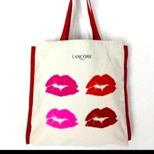 Lancôme Paris Multi-Lip RED PINK Print Canvas Tote Bag 